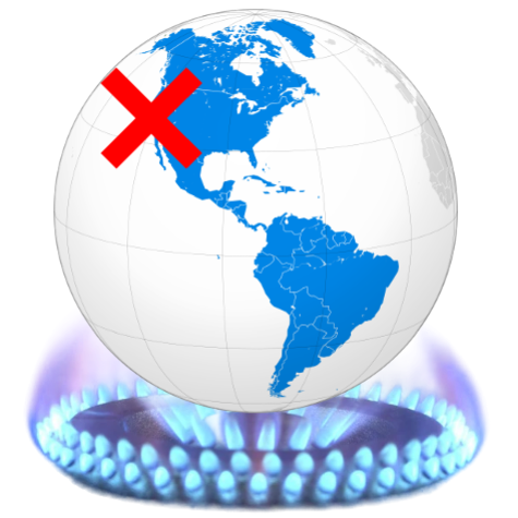 Globe over natural gas flames with X at Santa Cruz County